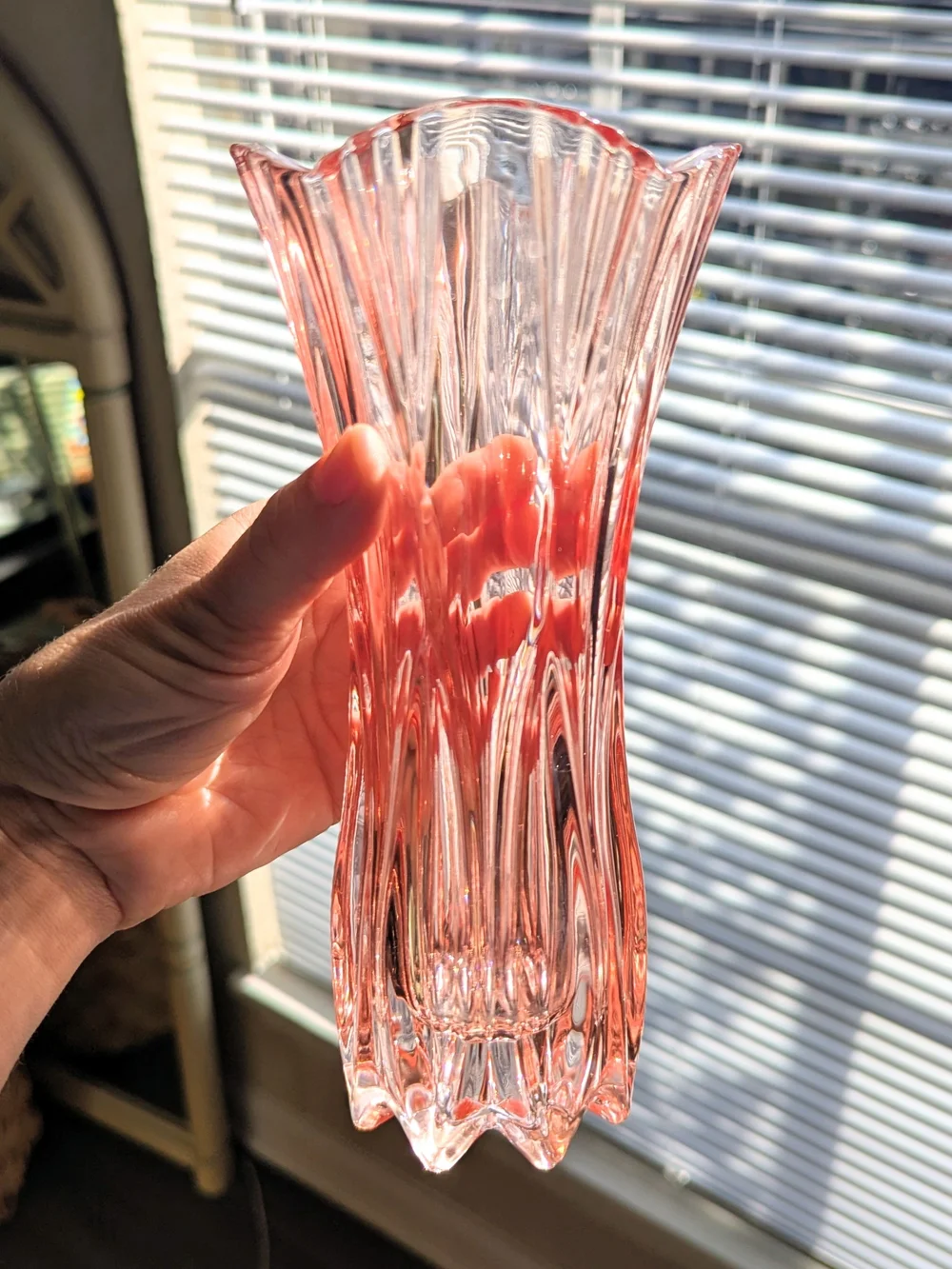 Vintage Pink Tinted Glass Vase